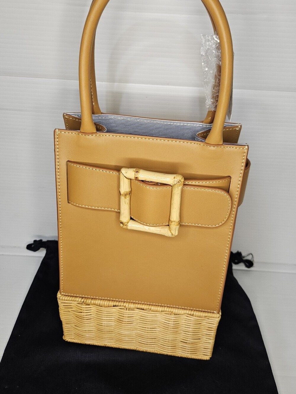 NewJ.McLaughlin Orange Avenue Wicker Straw Handbag Women’sSummer Structured Tote - Picture 4 of 9